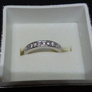 9 Stone CZ Round Cut Platinum Plated Band